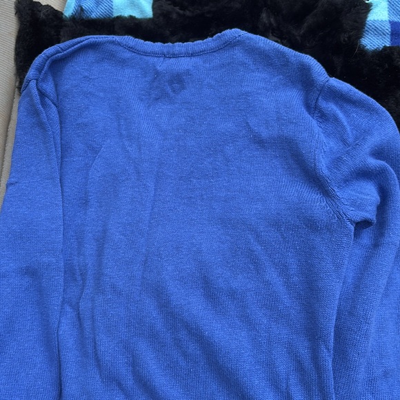 Bon Worth Blue Button Front Cardigan Sweater Embroidered Scalloped Trim Beads M - Picture 13 of 16